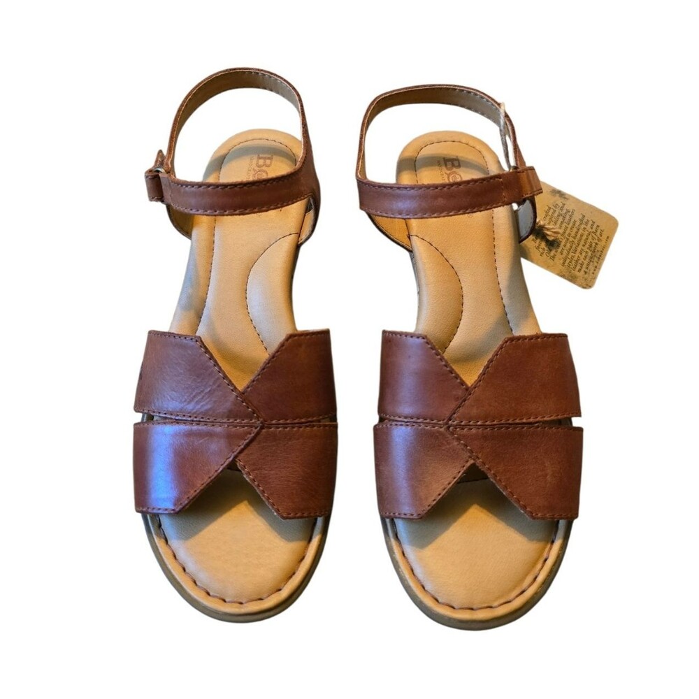 Born Women’s Pearl Brown Leather Wedge Sandals US 7 M EU 37-38
